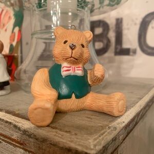 Ralph Lauren look .. Cute Bear ornament with Green Vest.